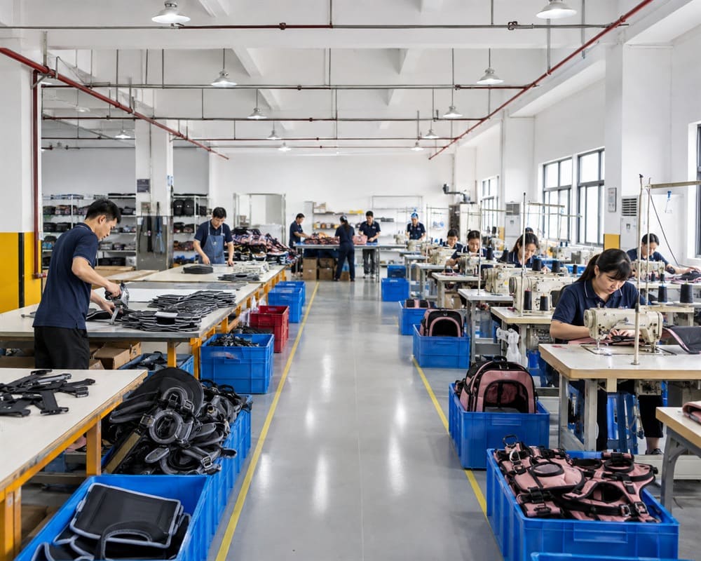 Production workshop with sewing stations