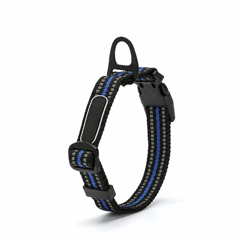 Blue Striped Adjustable Dog Collar