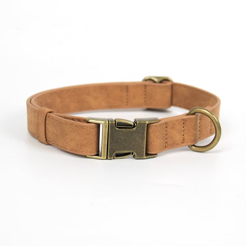 Camel Adjustable Dog Collar With Metal Buckle