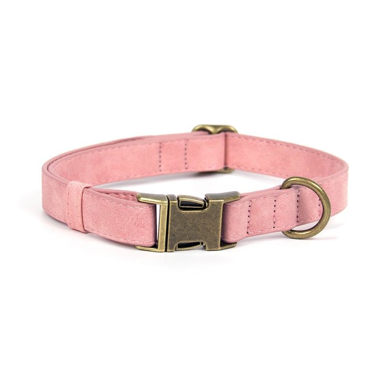Dusty Pink Adjustable Dog Collar With Metal Buckle