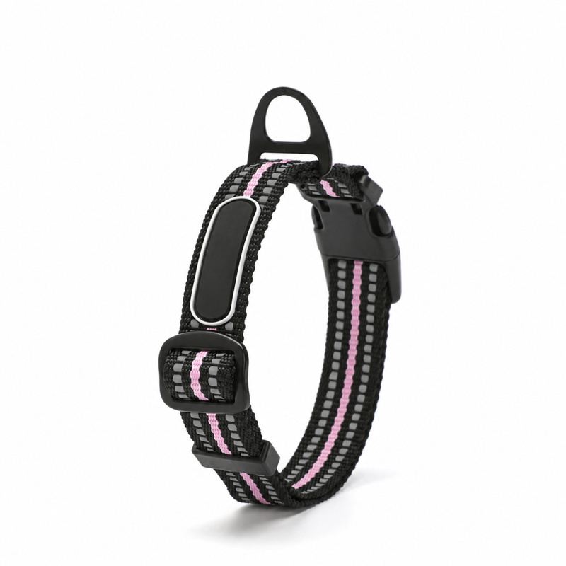 Light Pink Striped Adjustable Dog Collar