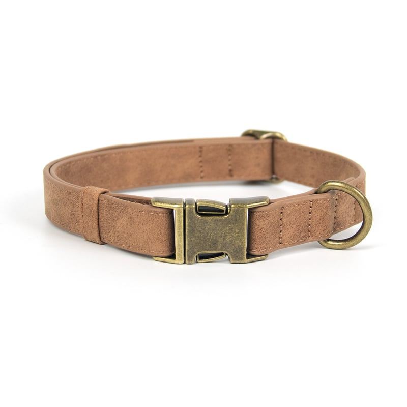 Light Tan Adjustable Dog Collar With Metal Buckle