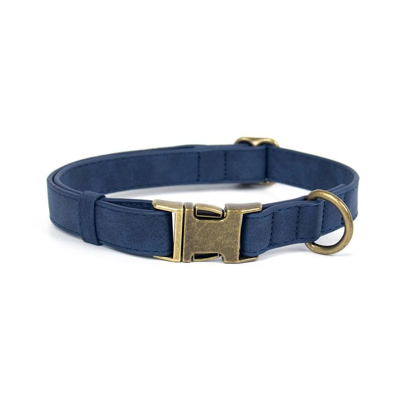 Navy Blue Adjustable Dog Collar With Metal Buckle