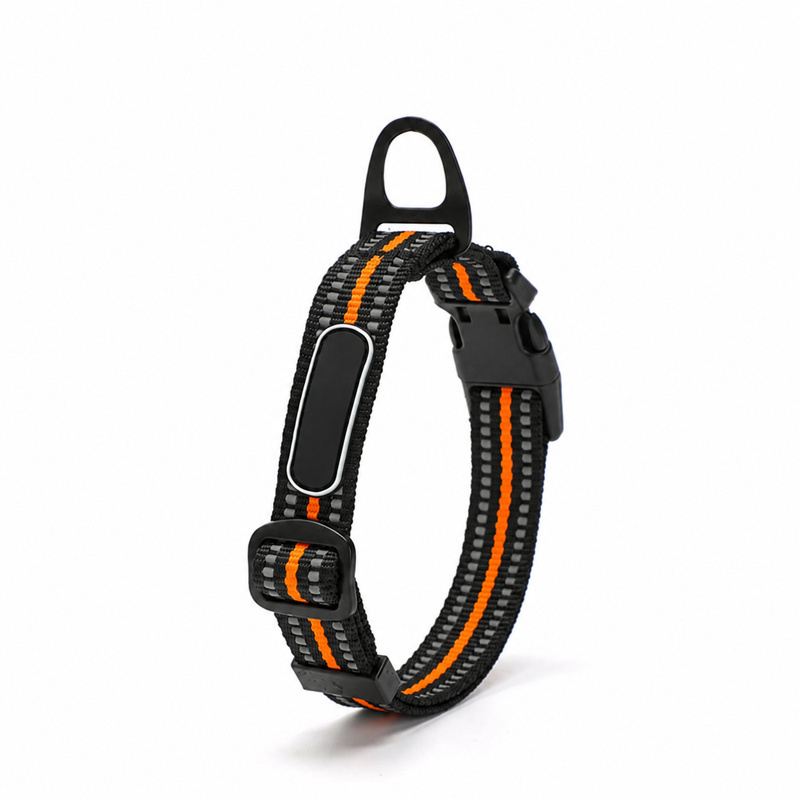 Orange Striped Adjustable Dog Collar