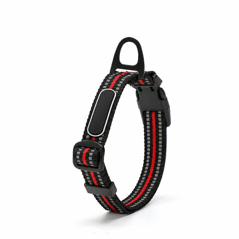 Red Striped Adjustable Dog Collar