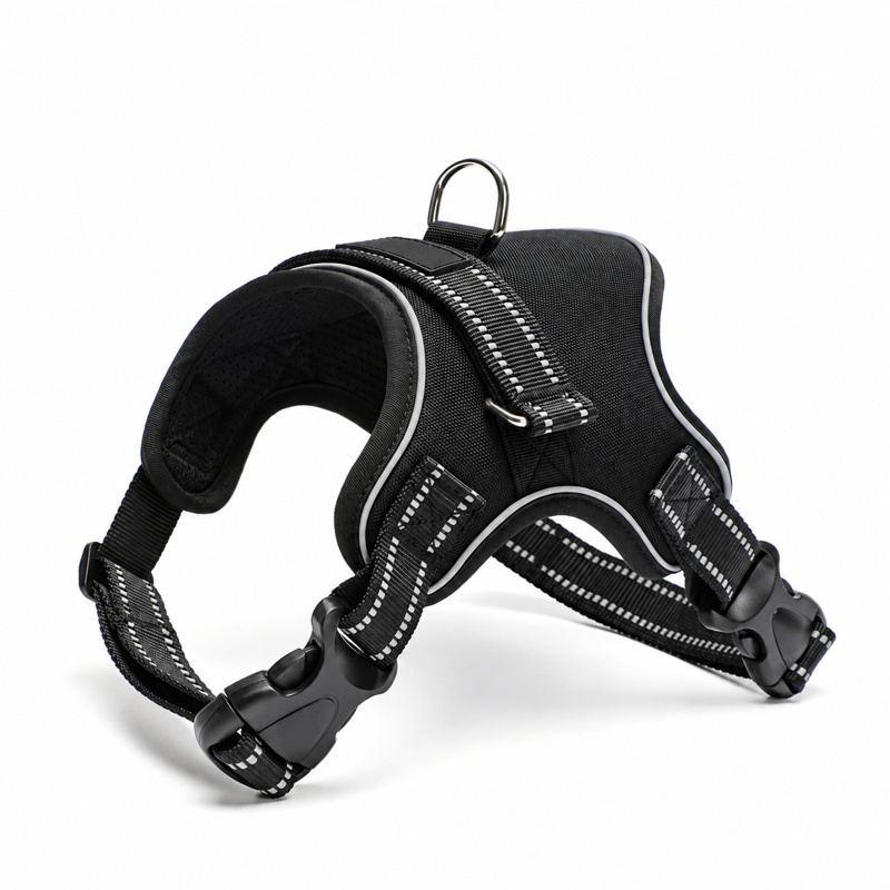 Black Adjustable Saddle-Style Dog Harness