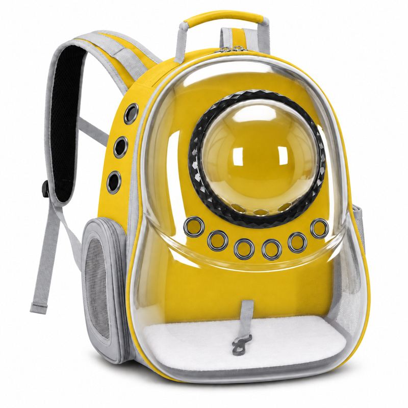 Yellow Round-Window Cat Carrier Backpack