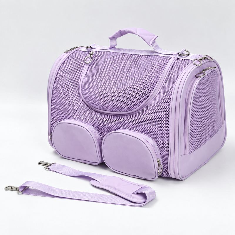 Lavender Mesh Capsule-Style Cat Carrier Shoulder Bag
