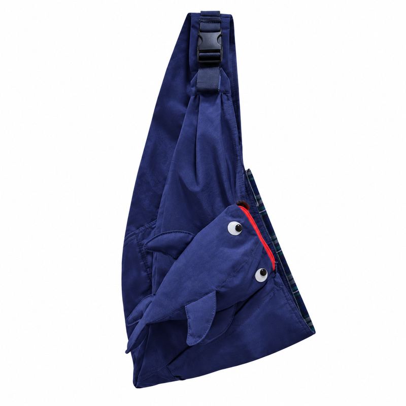 Navy Blue Cat Sling Carrier With Fish Pouch