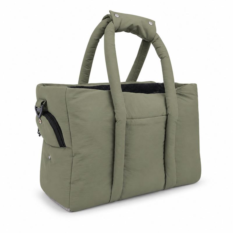 Gray Green Padded Dog Carrier Tote