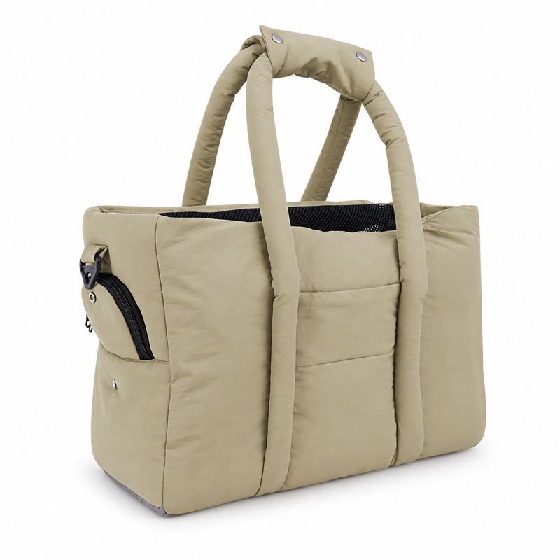 Light Khaki Padded Dog Carrier Tote