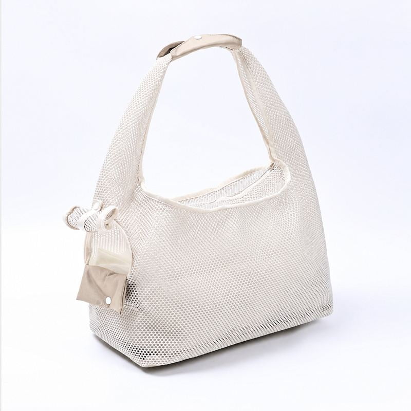 White Mesh Shoulder Dog Carrier Tote