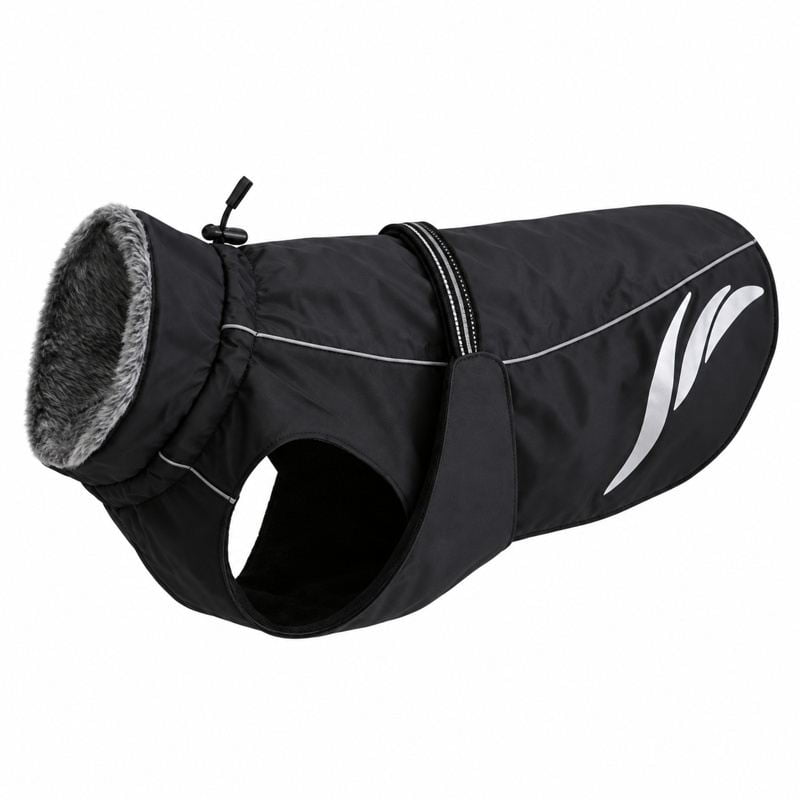 Black High-Neck Dog Coat with Back Buckle