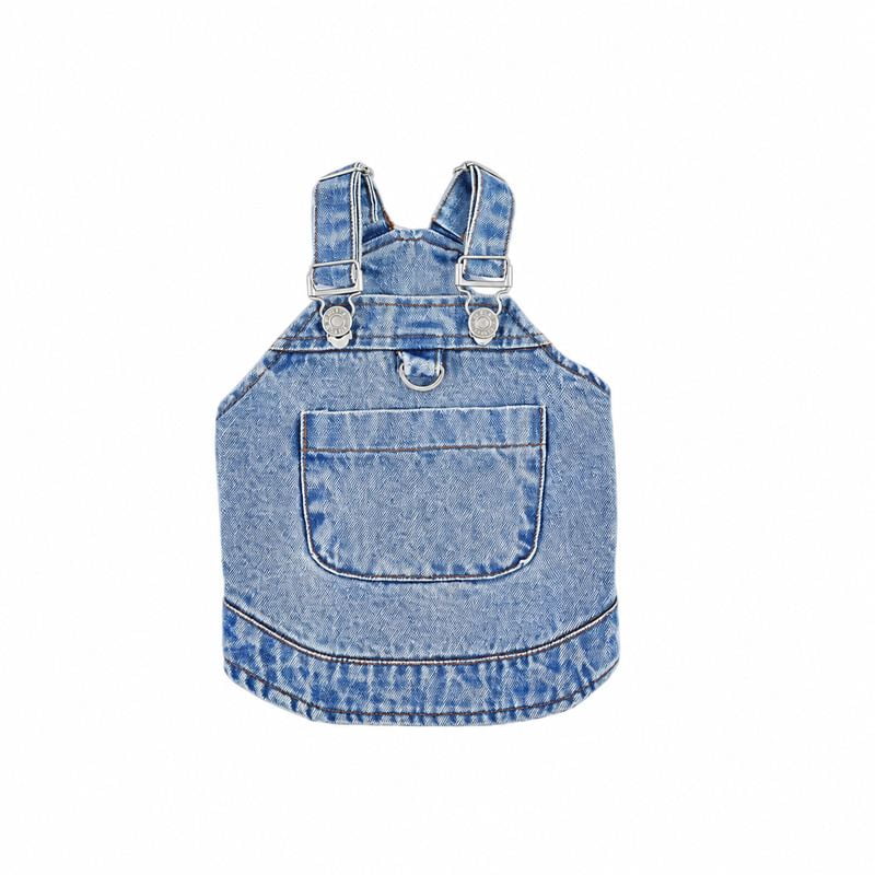 Blue Denim Dog Bib Dress with Adjustable Straps