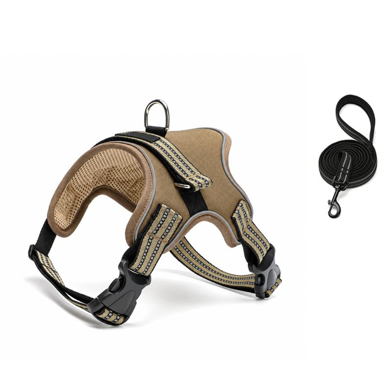 Brown Saddle Dog Harness And Leash Set