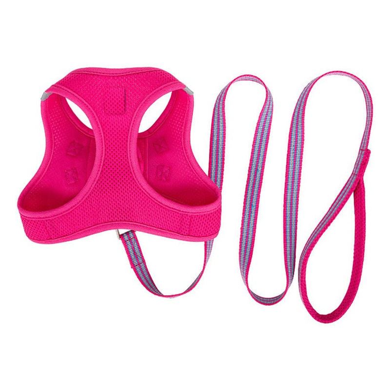 Fuchsia Mesh Vest Dog Harness And Leash Set