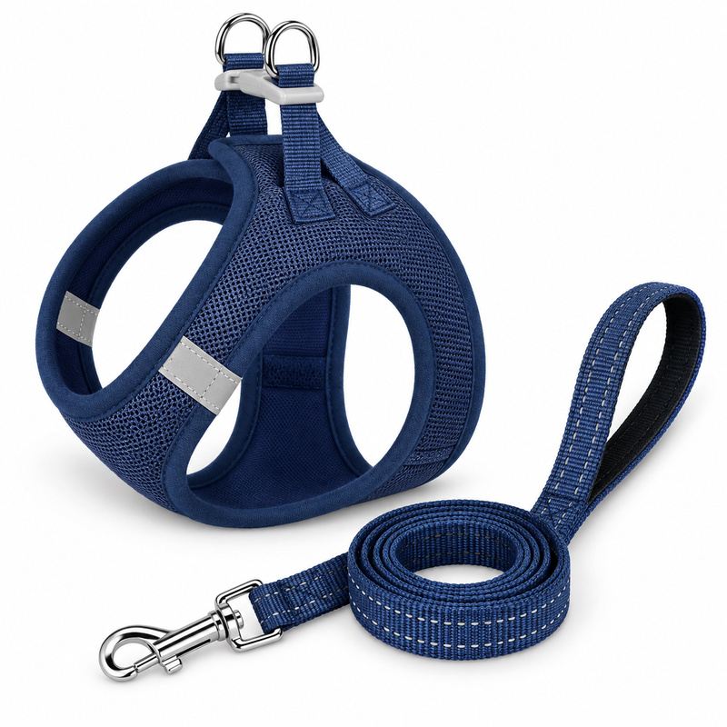 Navy Step-In Dog Harness And Leash Set