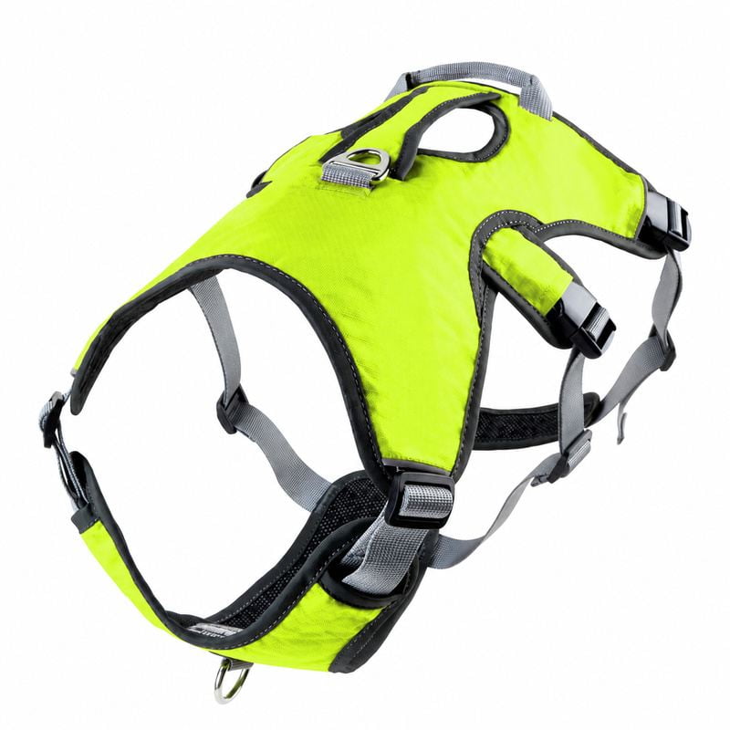 Neon Green Wide-Panel Padded Dog Harness with Handle