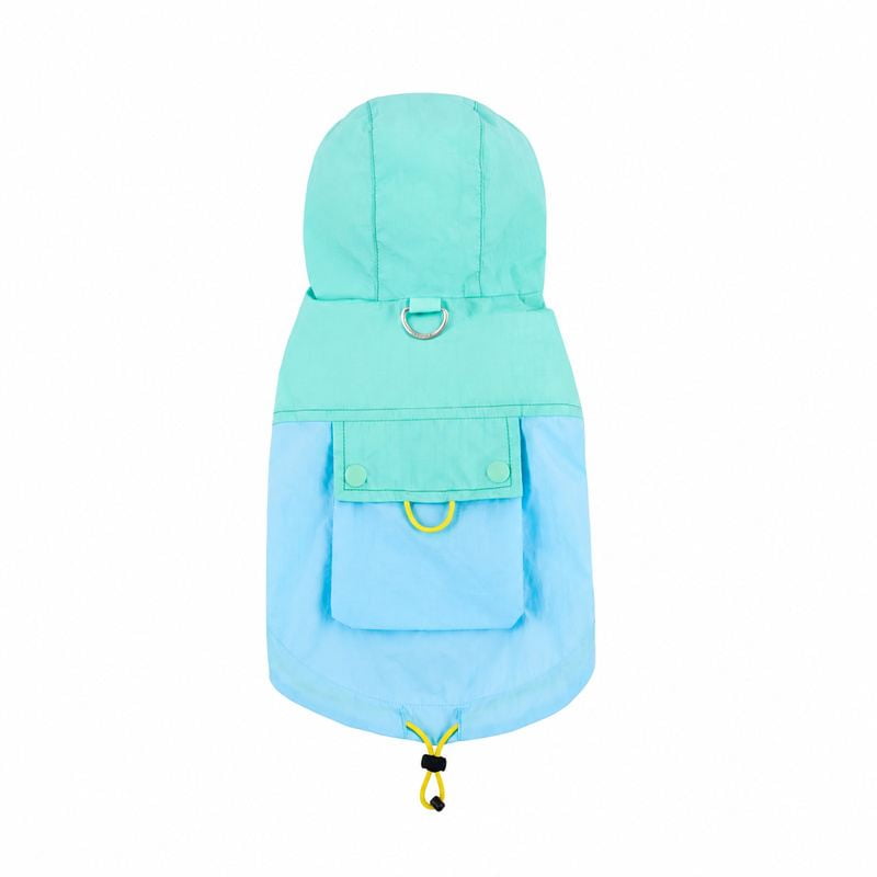 Mint Hooded Dog Jacket with Back Pocket