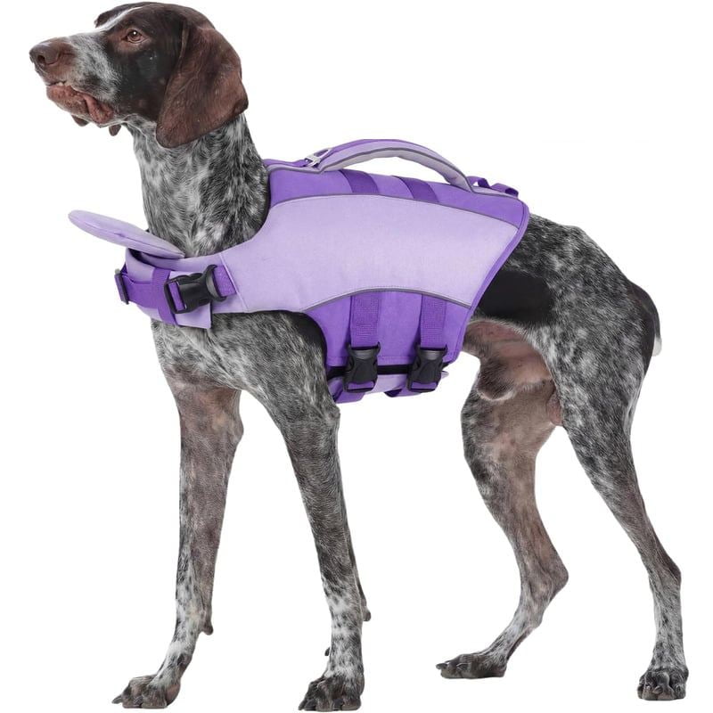 Purple Wrap Dog Life Jacket with Handle and Buckles