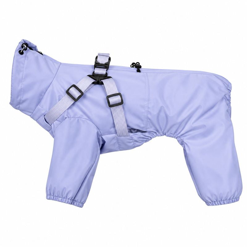 Light Purple Dog Rain Suit with Back Straps