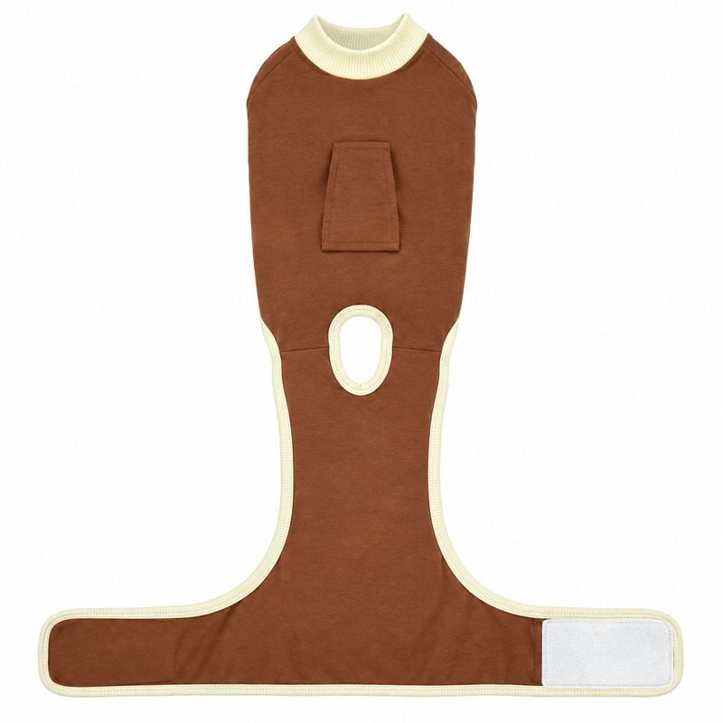 Brown Dog Recovery Suit with Cream Trim