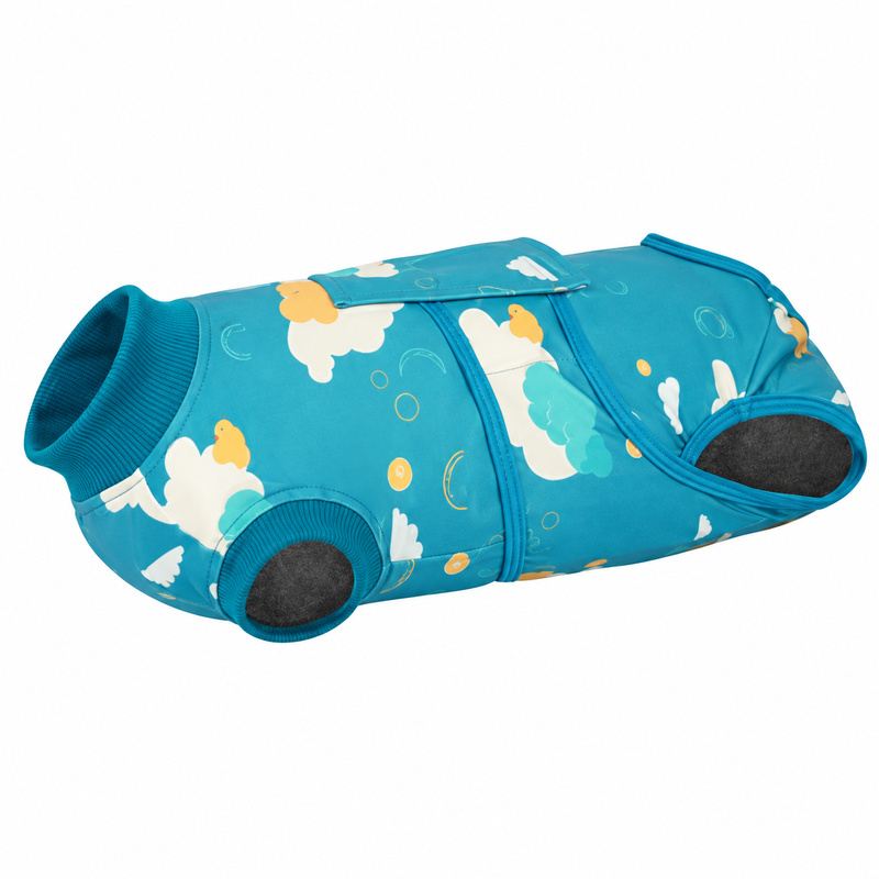 Teal Duck-Print Dog Recovery Suit