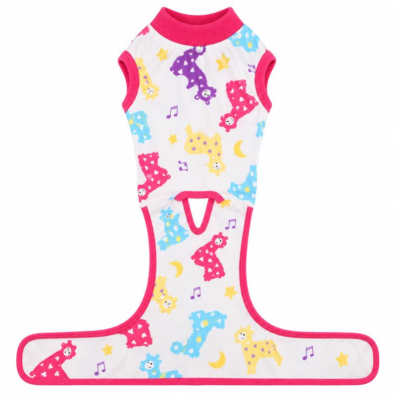 White Multicolor Animal-Print Dog Recovery Suit