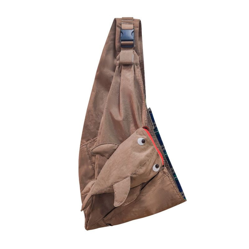 Khaki Dog Sling Carrier With Fish Pouch