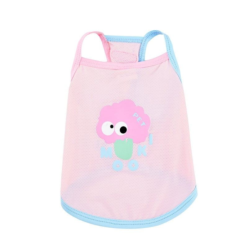 Pink Mesh Dog Tank Top with Flower Graphic