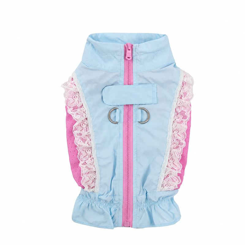 Blue Dog Vest with Pink Lace and Zipper