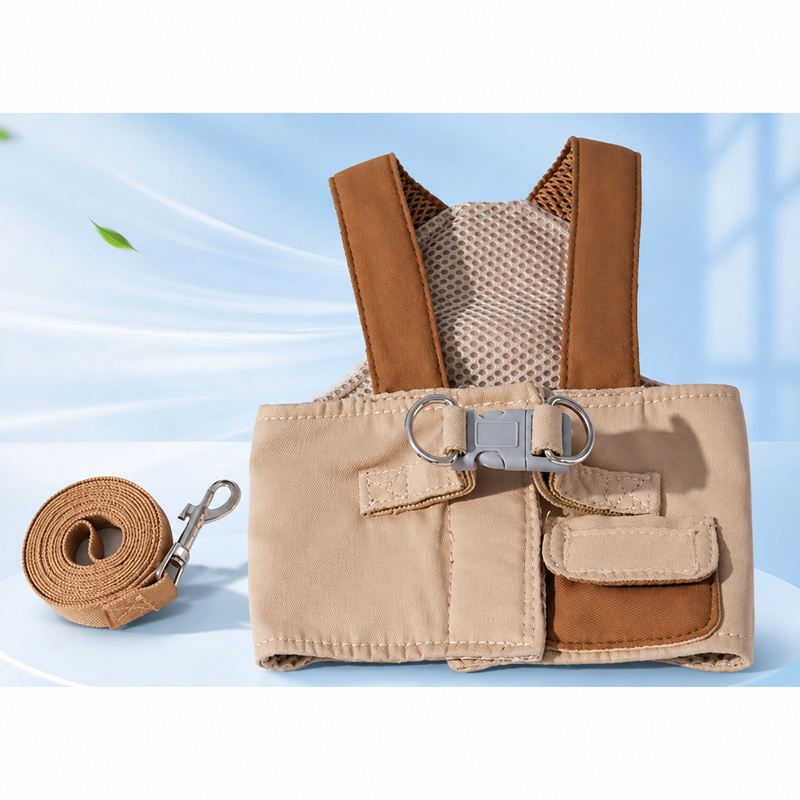 Brown Dog Vest Harness And Leash Set