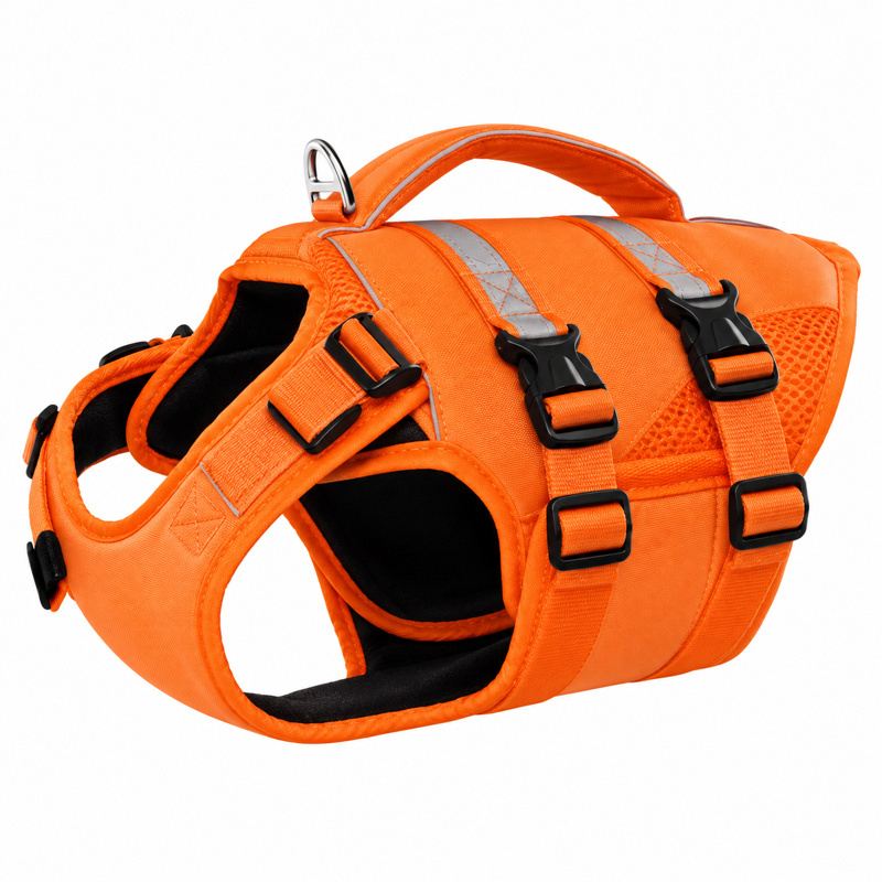Orange Dog Vest with Multiple Straps and Handle