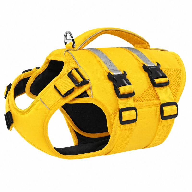 Yellow Dog Vest with Multiple Straps and Handle