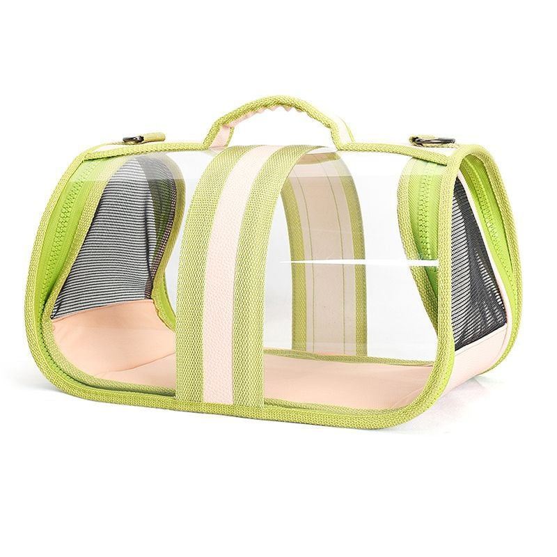 Lime Clear-Panel Foldable Pet Carrier