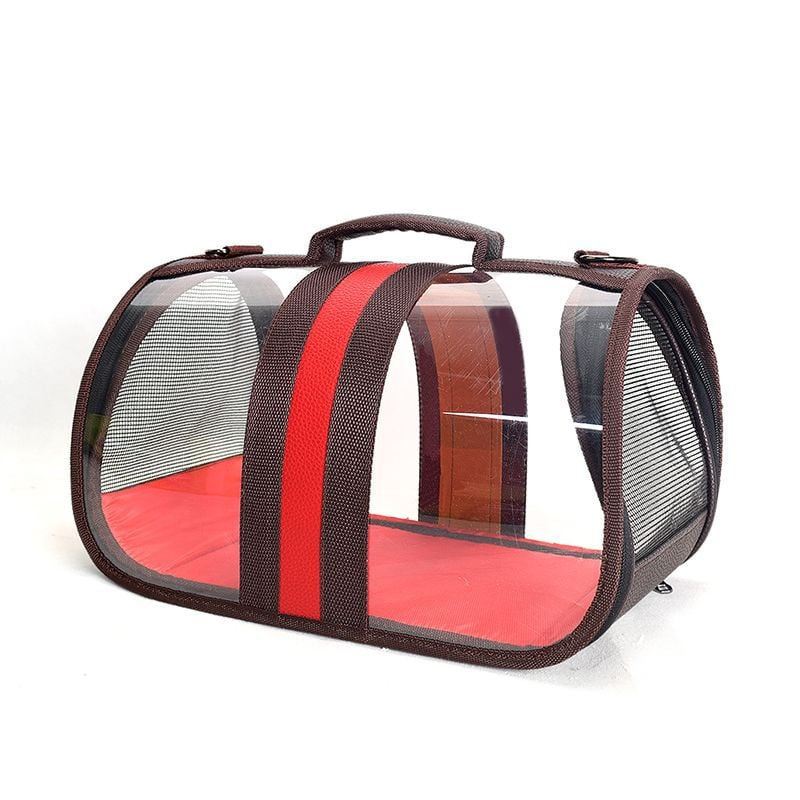 Red Clear-Panel Foldable Pet Carrier