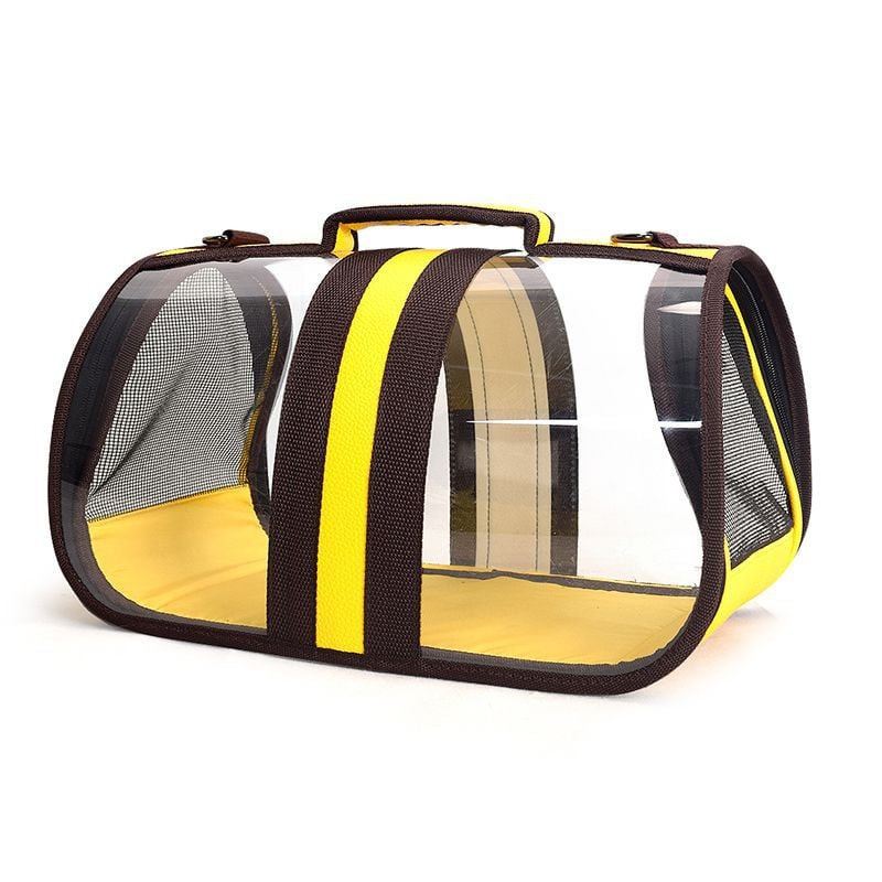 Yellow Clear-Panel Foldable Pet Carrier