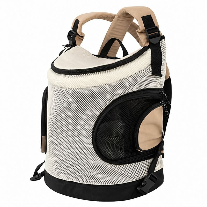 Cream Tall Mesh-Body Front Pet Carrier