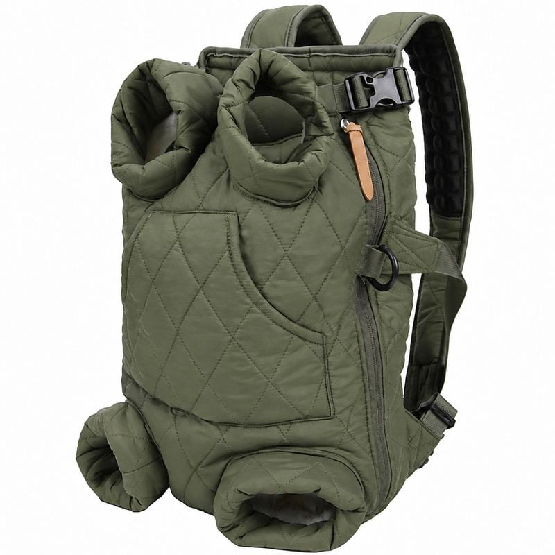 Olive Green Quilted Legs-Out Front Pet Carrier
