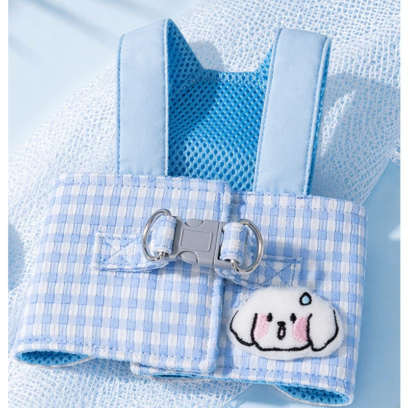 Blue Gingham Vest Dog Harness