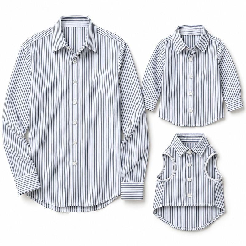 Matching Navy and White Striped Shirts for Dogs and Owners