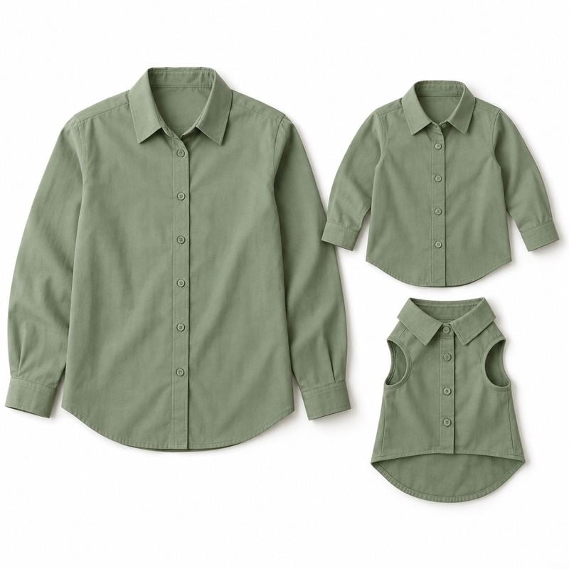 Matching Sage Button-Front Shirts for Dogs and Owners