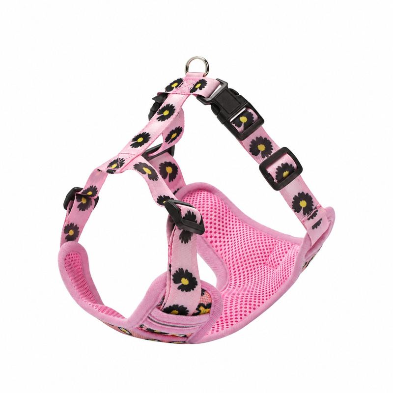 Pink Daisy-Print Mesh Pet Harness
