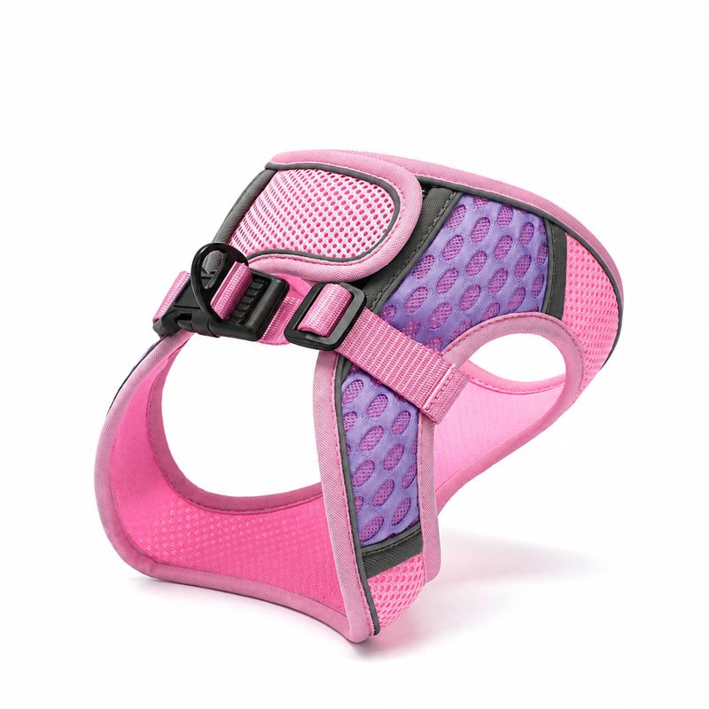 Pink Purple Mesh Pet Harness With Oval-Pattern Panels