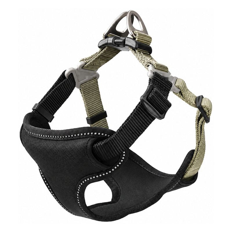 Black Khaki Padded Step-In Dog Harness