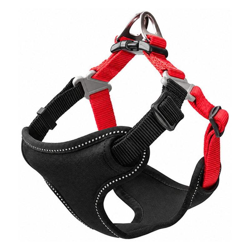 Black Red Padded Step-In Dog Harness