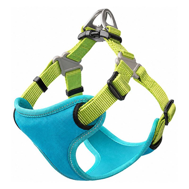 Turquoise Lime Padded Step-In Dog Harness