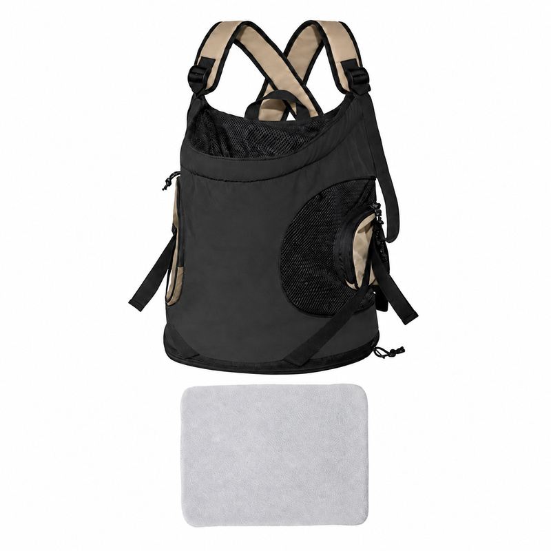 Charcoal Front Pet Carrier And Gray Mat Set