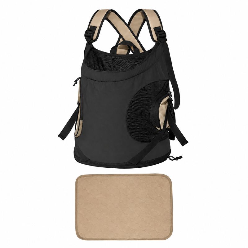 Charcoal Front Pet Carrier And Tan Mat Set