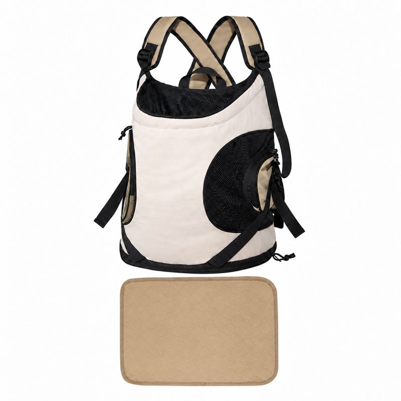 Cream Front Pet Carrier And Tan Mat Set